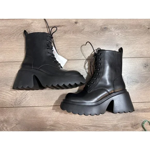 Cider NWT Chunky Block HeelFaux Leather Chelsea Boot 6 - Picture 11 of 12